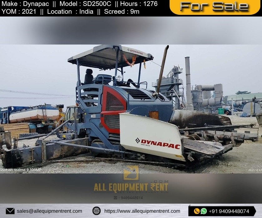 Very Less Used 9m Class Tracked Sensor Paver Dynapac SD2500C 2021 Available for Sale