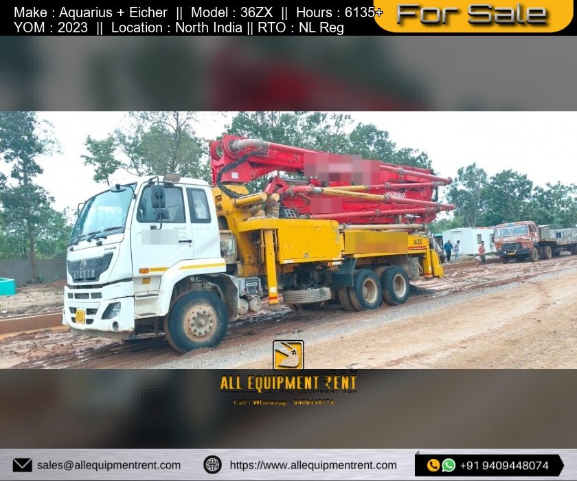 Used 36m Class Aquarius Boom Pump with Eicher Chassis 2023 Model Available for Sale in North India