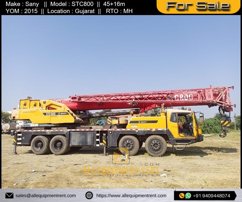 80 Ton Telescopic Crane 2015 Sany STC800 for Sale MH Registered Original First Owner