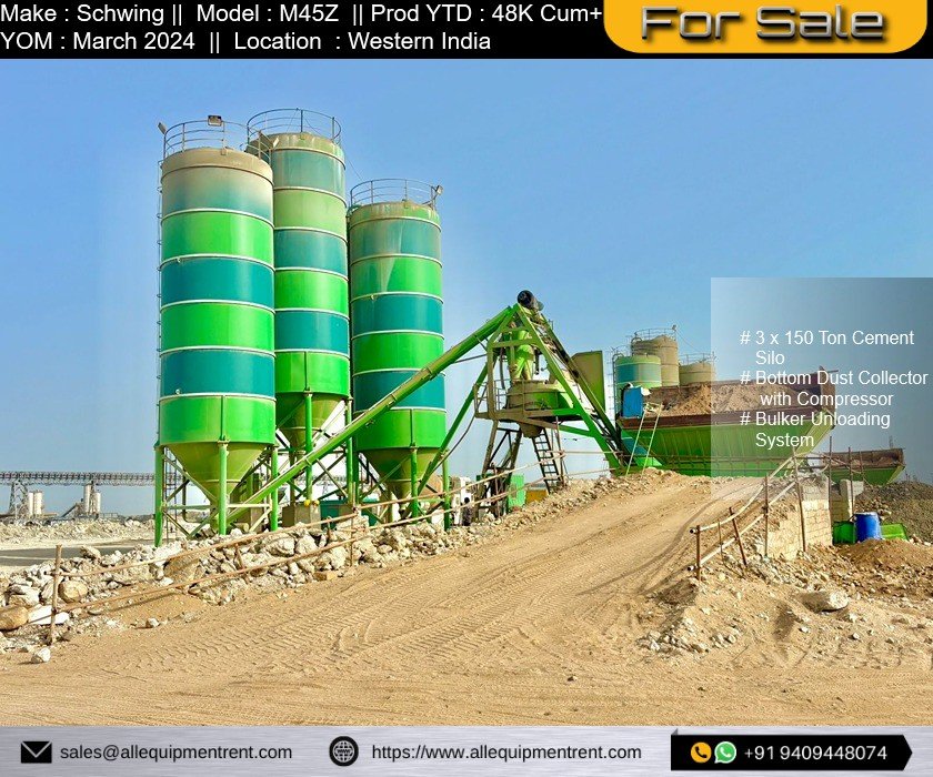 Very less used Schwing M45Z Concrete Batching Plant March 2024 with Accessories Available for Sale