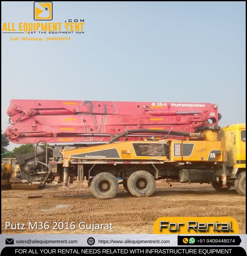 36M Boom Placer Putzmeister Available for Rental in Gujarat