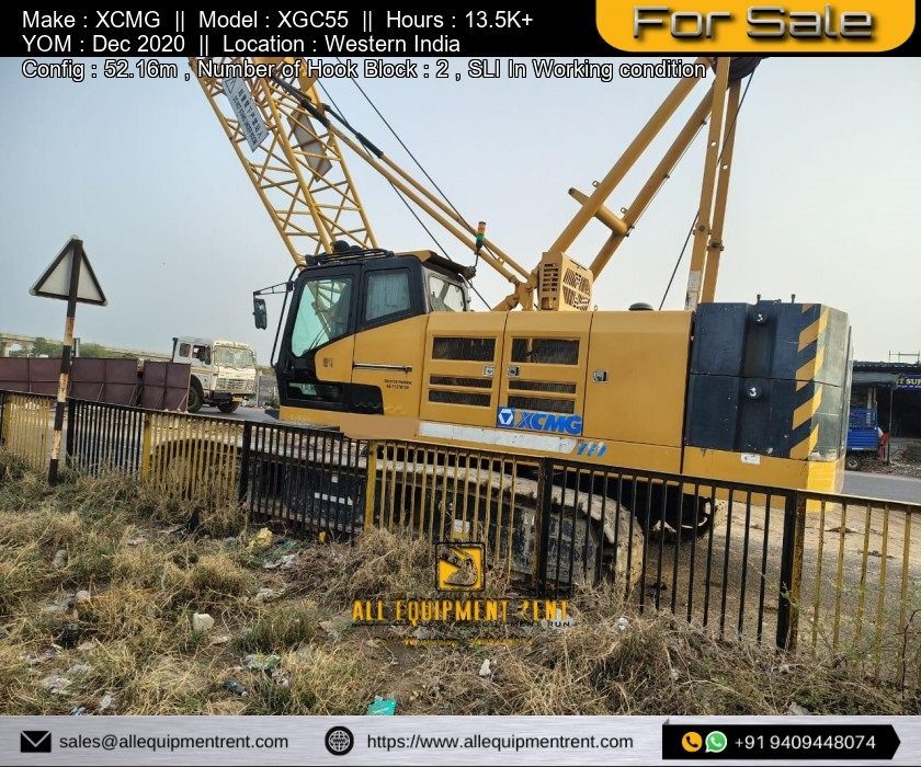 55 Ton Class Used XCMG XGC55 Crawler Crane Dec 2020 Availabel for Sale in Western India