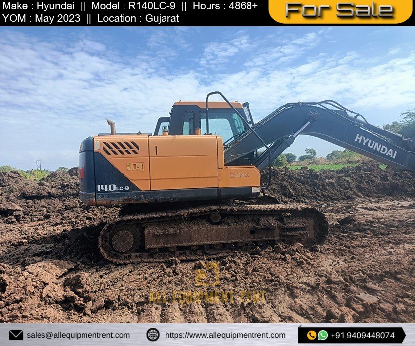 Less Used 14 Ton Class Hyundai Excavator R140LC Dash 9 May 2023 Model Availabel for Sale in Gujarat