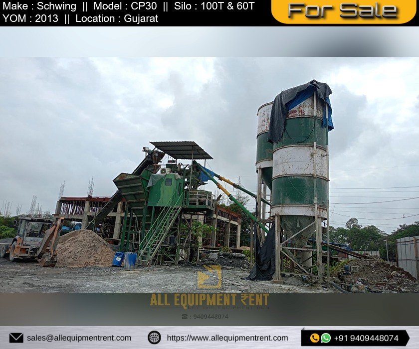 Schwing CP30 Concrete Batching plant with 100 and 60 Ton Silos 2013 for Sale in Gujarat