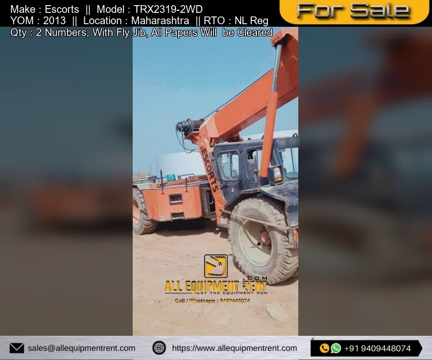Hot Deal NL Registered Used 23 Ton Class Escorts Franna Crane TRX2319 2013 2WD for Sale in Maharashtra