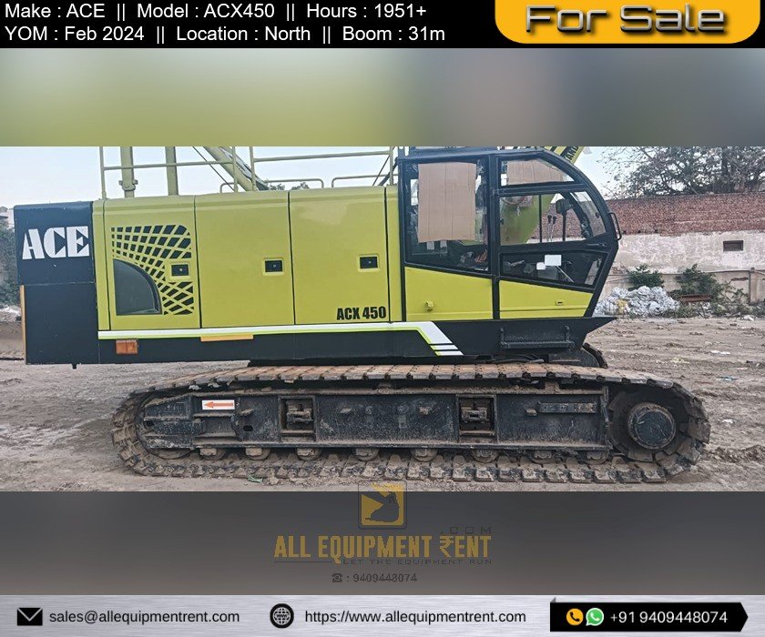 Very Less used 45 Ton Class Crawler Crane ACE ACX450 with 31m Boom  and Free Fall Winch Available for Sale