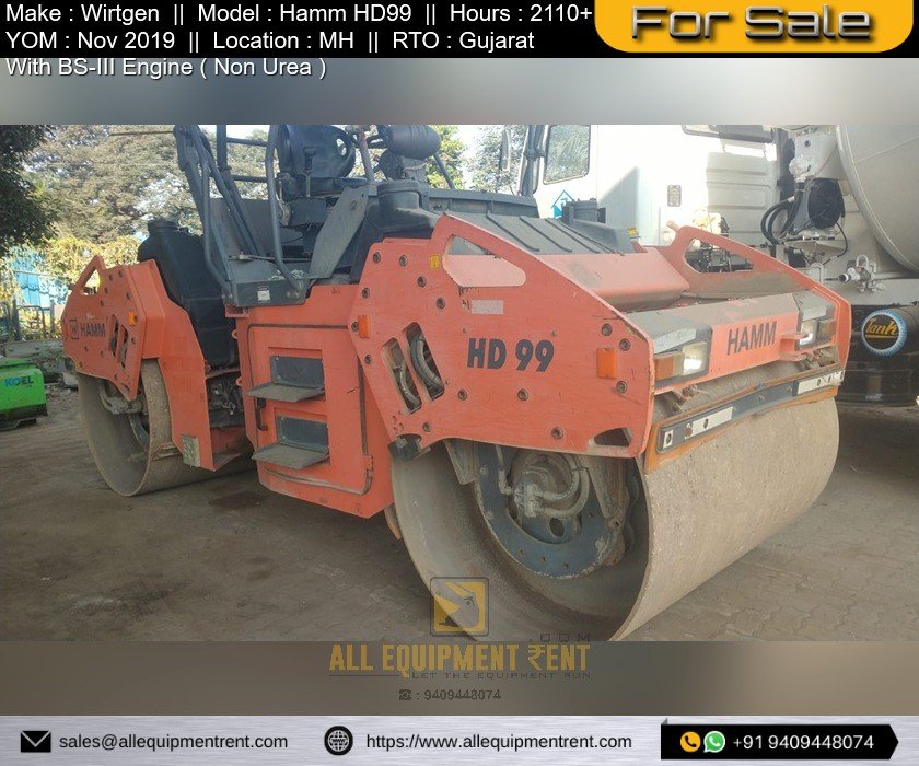 Very less Used GJ Registered Hamm Tandem Roller HD99 of Nov 2019 with BS3 Engine Availabel for Sale
