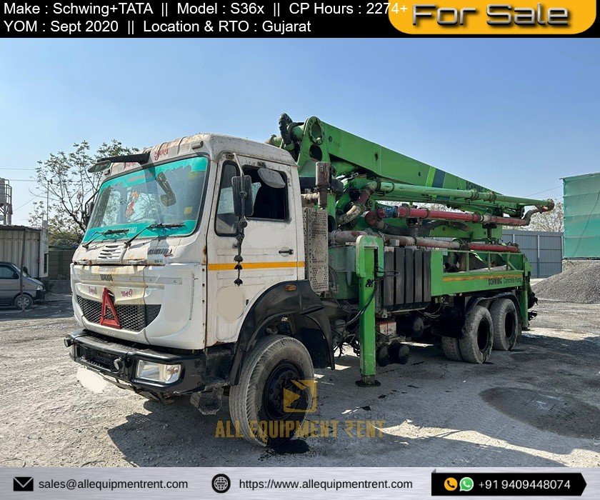 Used 36m Class Schwing Boom Pump with TATA Chassis Sept 2020 GJ Reg For Sale