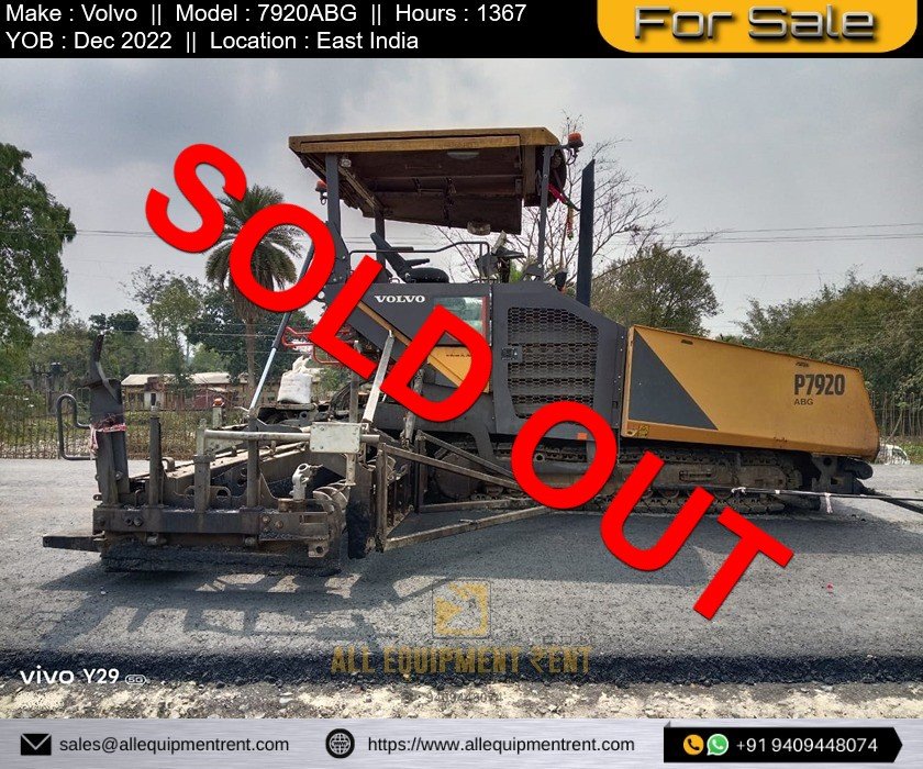 Now Sold Very Less Used 10m class Volvo Tracked Sensor Paver P7920D for Sale Dec 2022