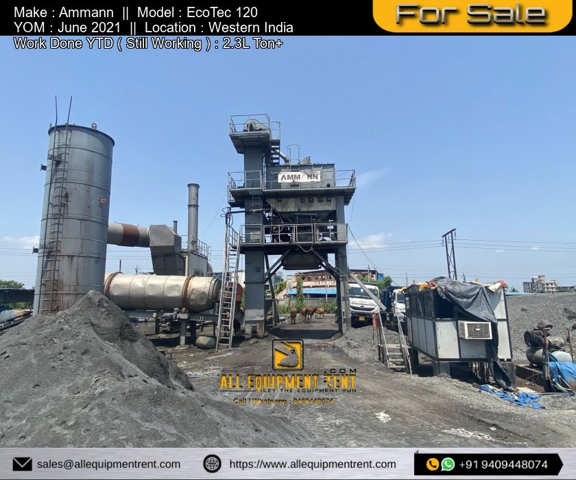 Used Ammann 120 TPH Asphalt Mixing Plant EcoTec 120 June 2021 Available for Sale in Western India