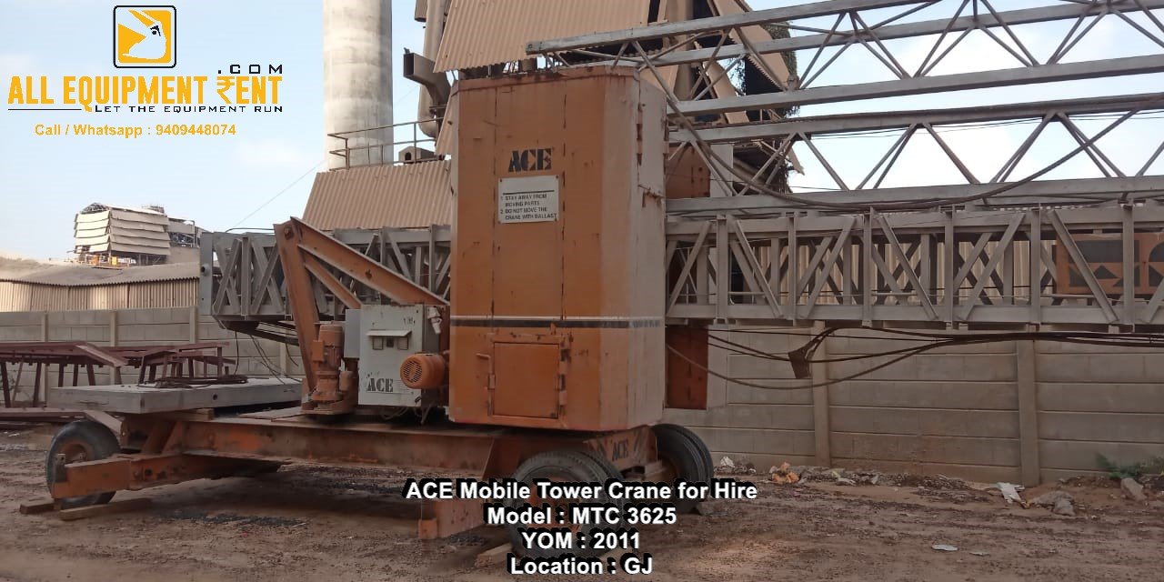 Mobile Tower Crane ACE 3625 Available for Rent Across Gujarat