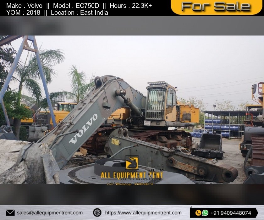 75 Ton Class Used Mining excavator Volvo EC750D Available For Sale in East India 2018 Model