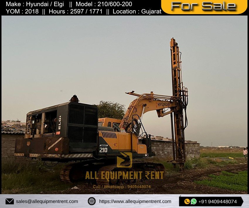 Used Excavator Hyundai 210 with Pneumatic Drill Attachment Available for Sale in Gujarat