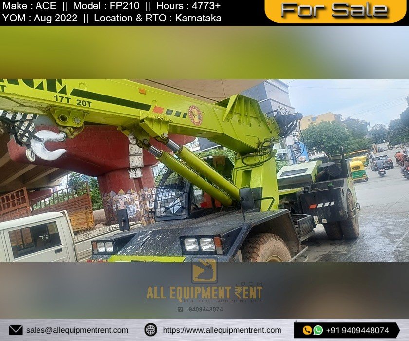 Very Less Used Piling Support Special ACE FP210 4WD Crane Karnataka Registered with LTT Aug 2022 Model for Sale