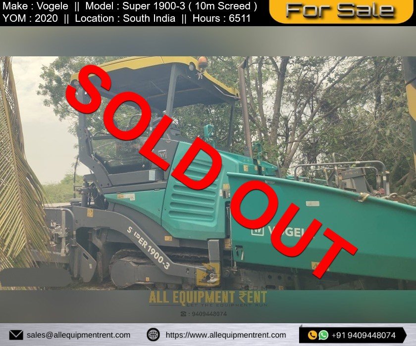 Sold Used 10m Class Vogele Super 1900 Dash 3 Sept 2020 Model Available for Sale in India