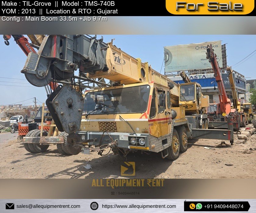 40 Ton Class Telescopic Crane TIL Grove TMS750 GJ Registered 2013 Model Available for Sale in Gujarat