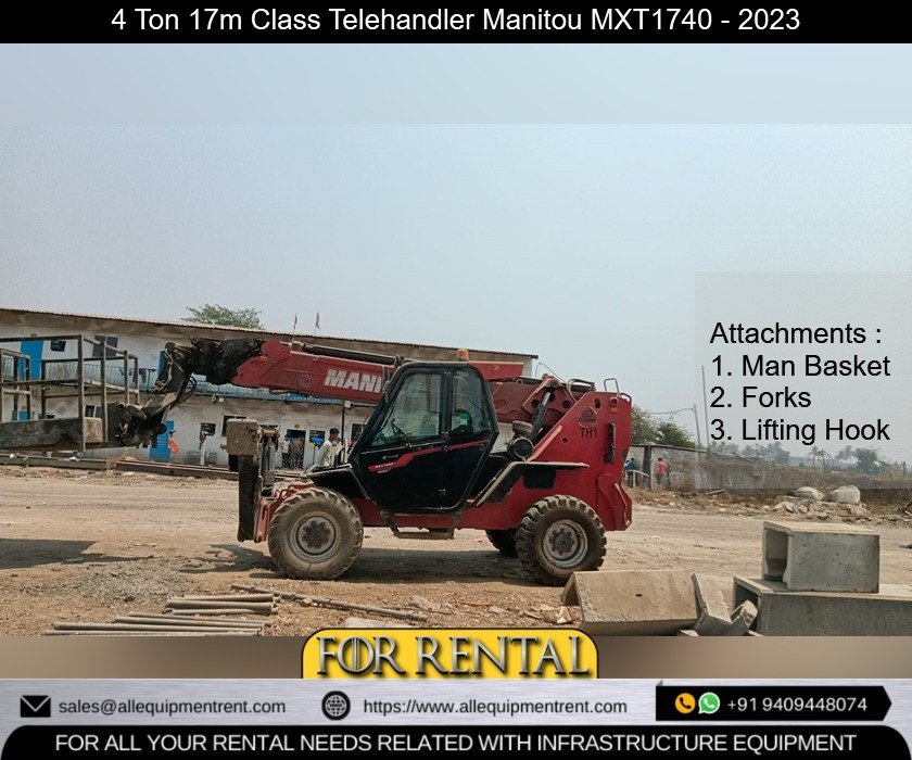 4 Ton 17m Class Telehandler Manitou MXT1740 2023 Available for Long Term Rental with Various Attachments