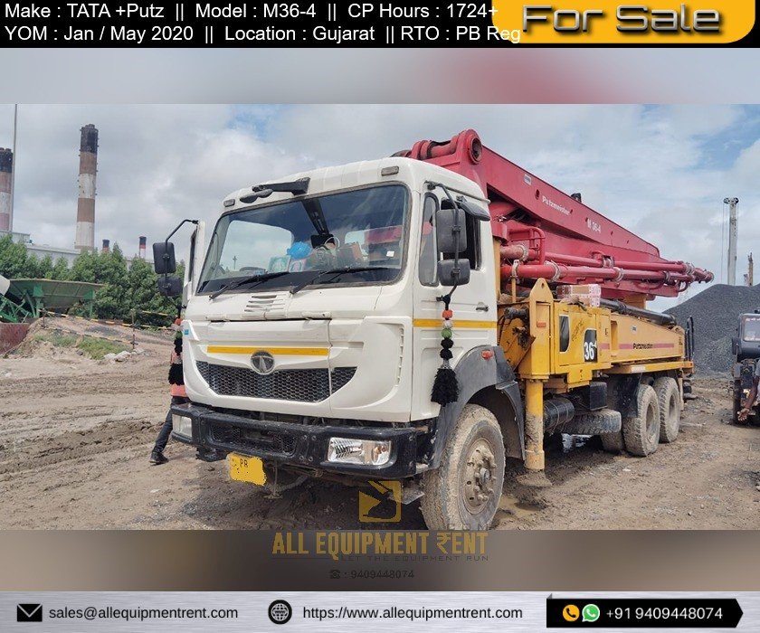 36m Class Used Mobile Boom Pump Putz with TATA Chassis May 2020 Model PB Registered Available for Sale in Gujarat