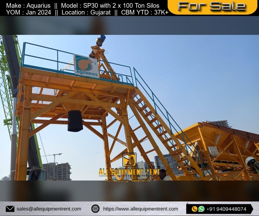 Aquarius SP30 30 CM Concrete Batching Plant with 2 x 100 Ton Silos and Accessories 2024 Model for Sale
