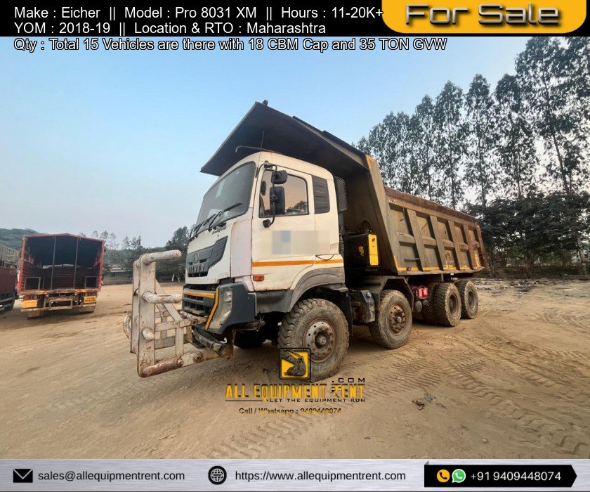 15 Eicher Pro 8031 XM MH Registered 12 Wheel Tippers Available for Sale in Maharashtra 2018_19 Model