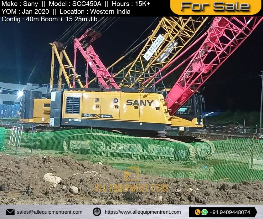 45 Ton Class Sany Crawler Crane SCC450A Jan 2020 Model Available for Sale in Western India