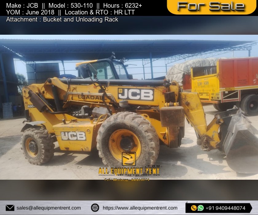 Used JCB Telehandler 530 110 Available for Sale HR Registered LTT with Two Attachments
