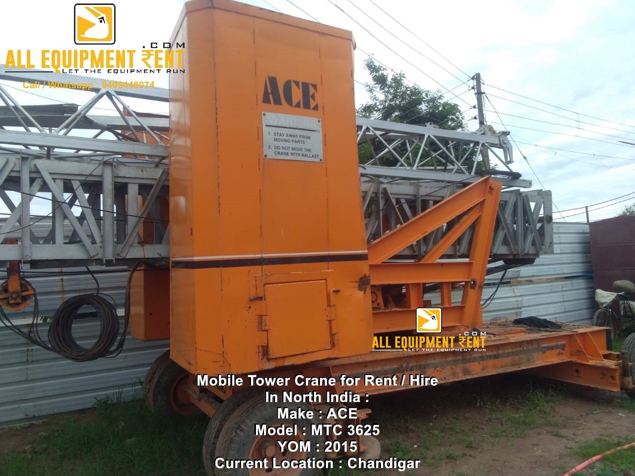 Mobile Tower Crane ACE 3625 Available for Rent Across North India