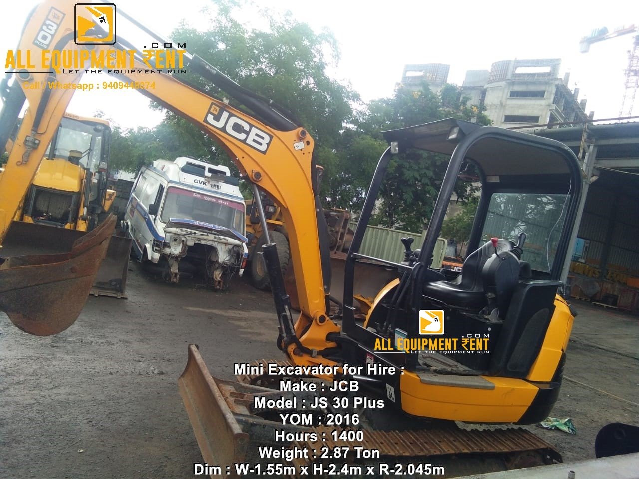 Mini Excavator JCB JS30 Available for short term and long term Rental and Hire in Gujarat